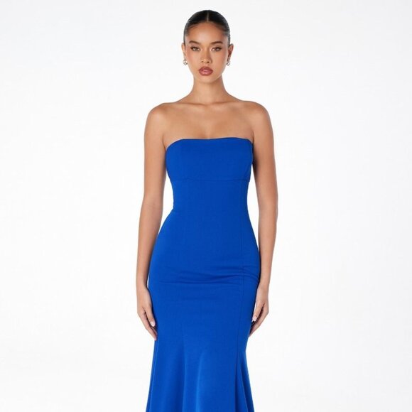 New Strapless Refined Dress w/ Lace Up Back & Straight Across Neck CD T2010 - Picture 1 of 10